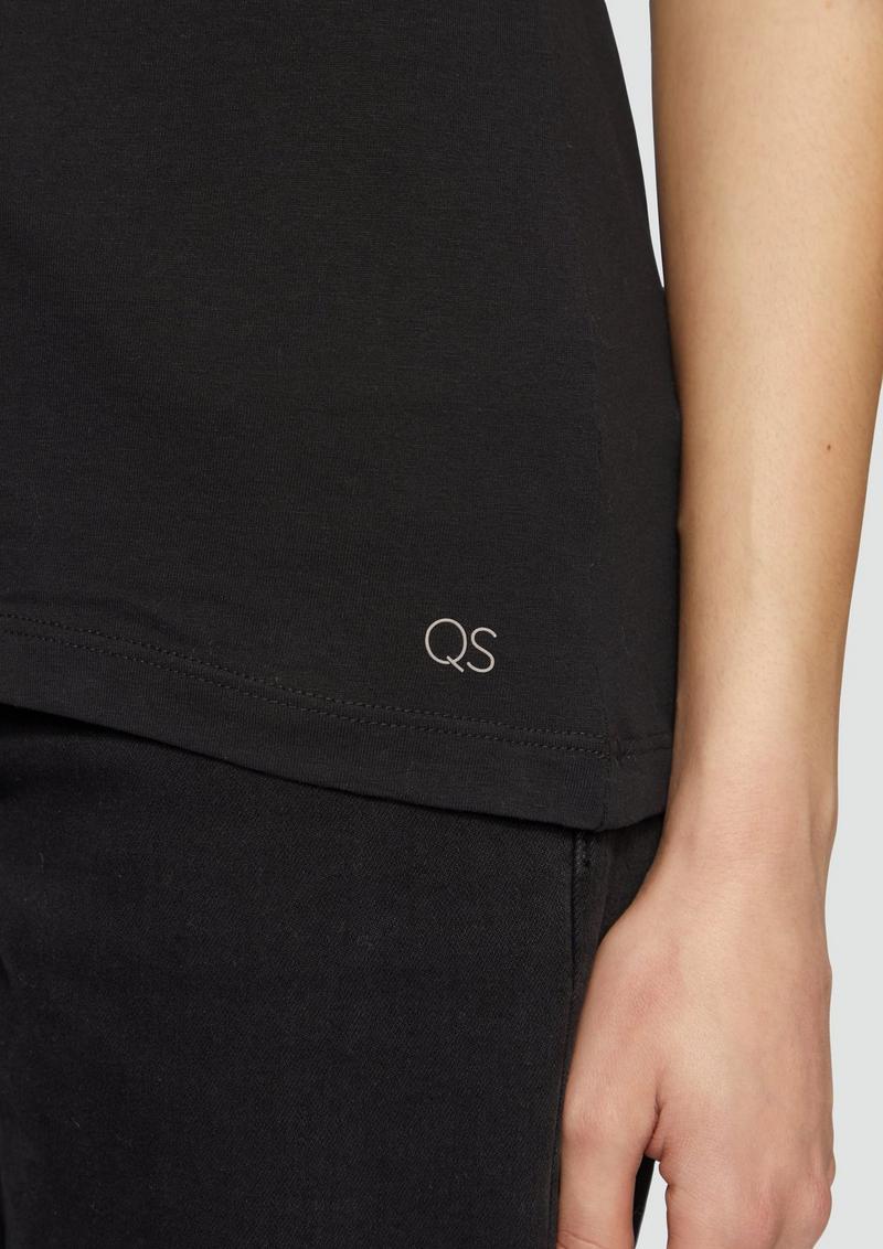 s.Oliver Baumwollshirt mit V-Ausschnitt - schwarz