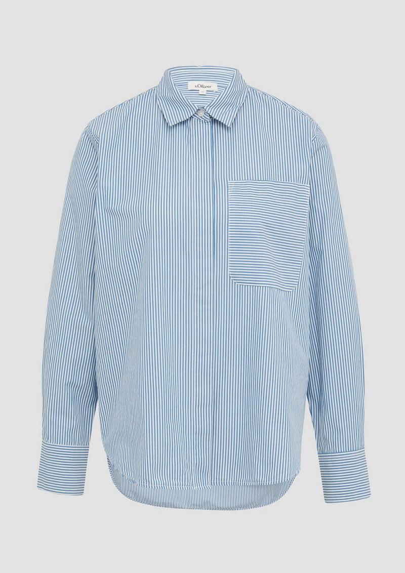 s.Oliver Streifenbluse mit seitlichem Ziertape - blau