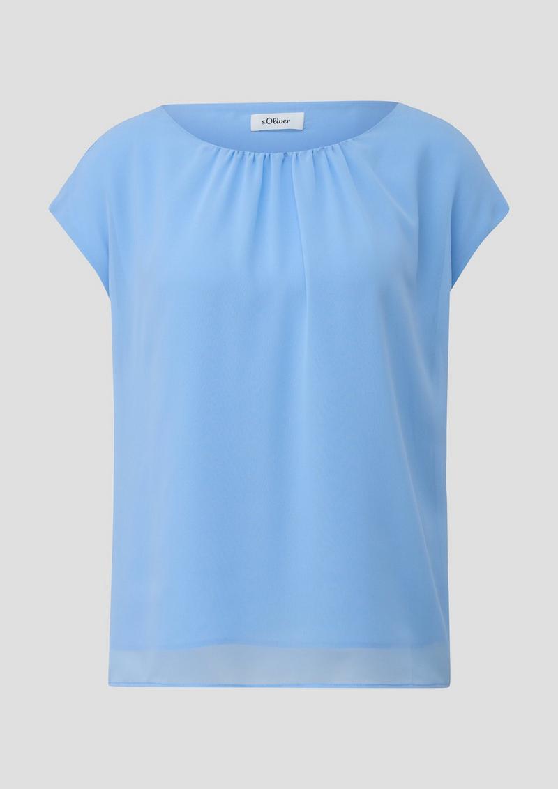 s.Oliver Chiffonbluse mit Raffung - hellblau