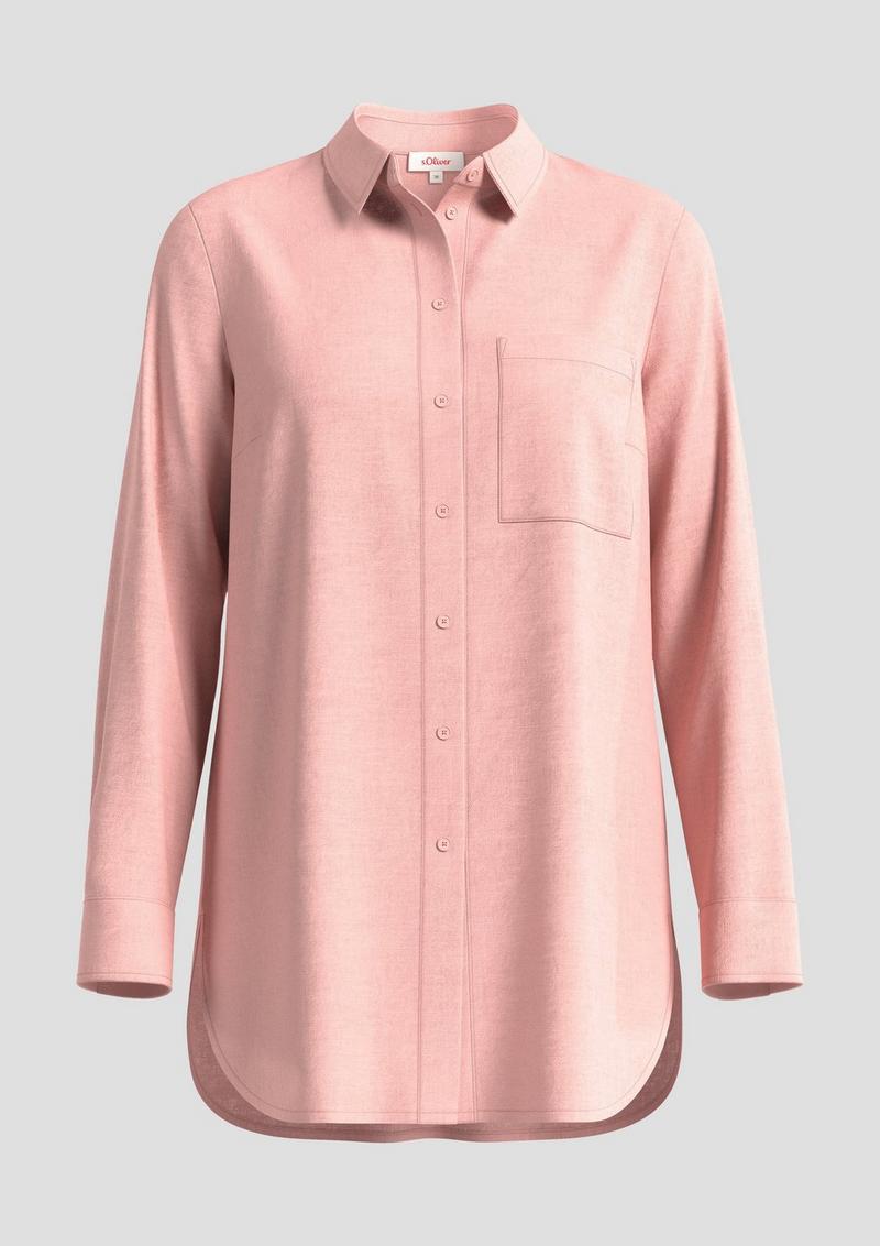 s.Oliver Lange Bluse aus Leinen - hellorange