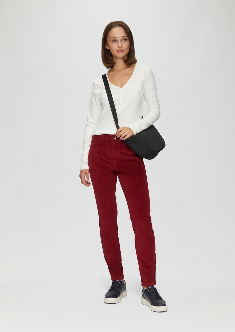 s.Oliver Stretchiges Longsleeve mit Henleyausschnitt - creme