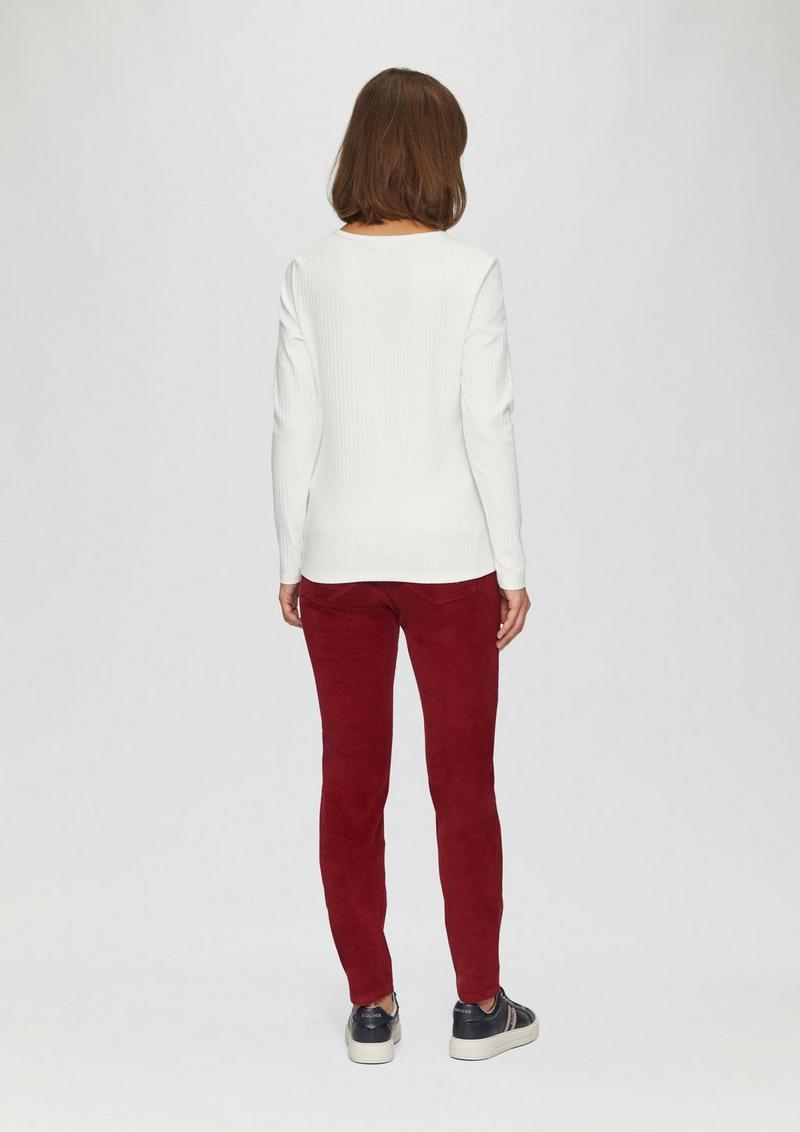 s.Oliver Stretchiges Longsleeve mit Henleyausschnitt - creme