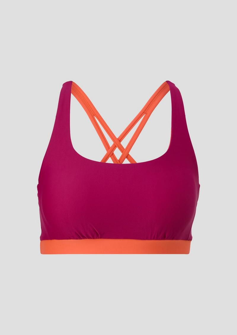 s.Oliver Bandeau-Bikini-Top mit Colour-Blocking - burgund