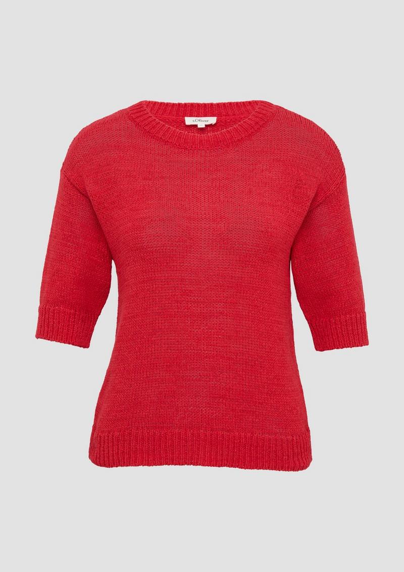 s.Oliver Strickpullover aus Bändchengarn mit 3/4-Ärmeln - preiselbeere