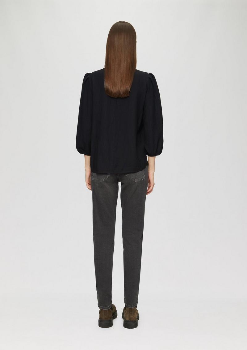 s.Oliver Viskosemix-Bluse mit Crinkle-Struktur - schwarz