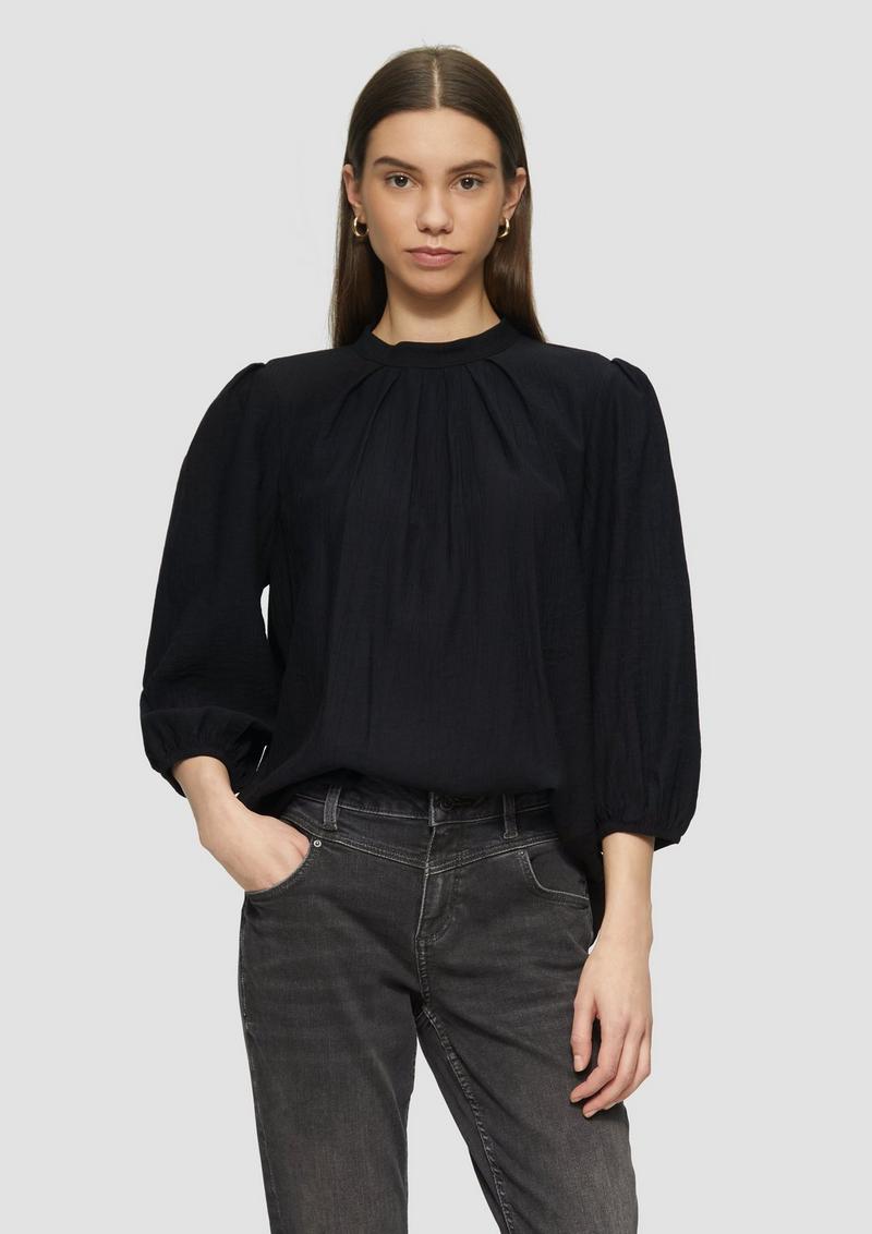 s.Oliver Viskosemix-Bluse mit Crinkle-Struktur - schwarz