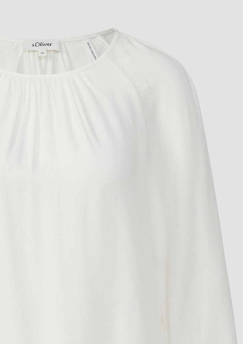 s.Oliver Strukturierte Viskose-Bluse mit Raff-Details - ecru