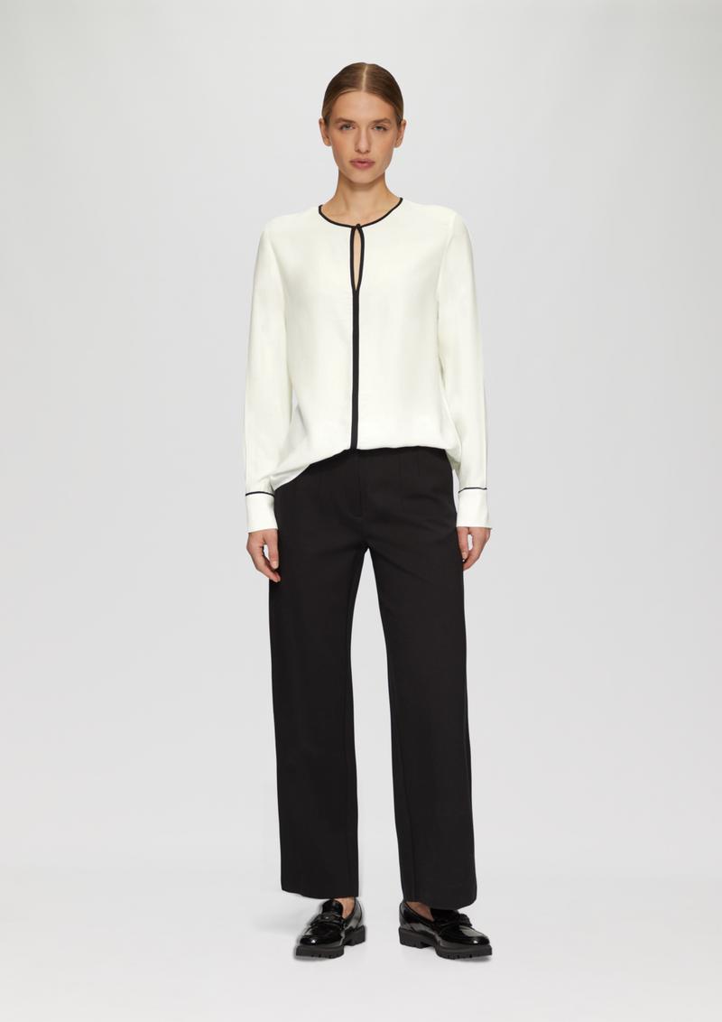 s.Oliver Viskosebluse mit Kontrastdetails - ecru