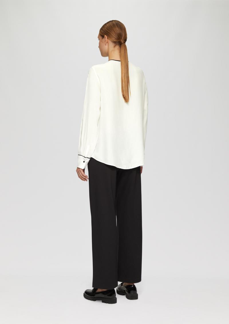 s.Oliver Viskosebluse mit Kontrastdetails - ecru
