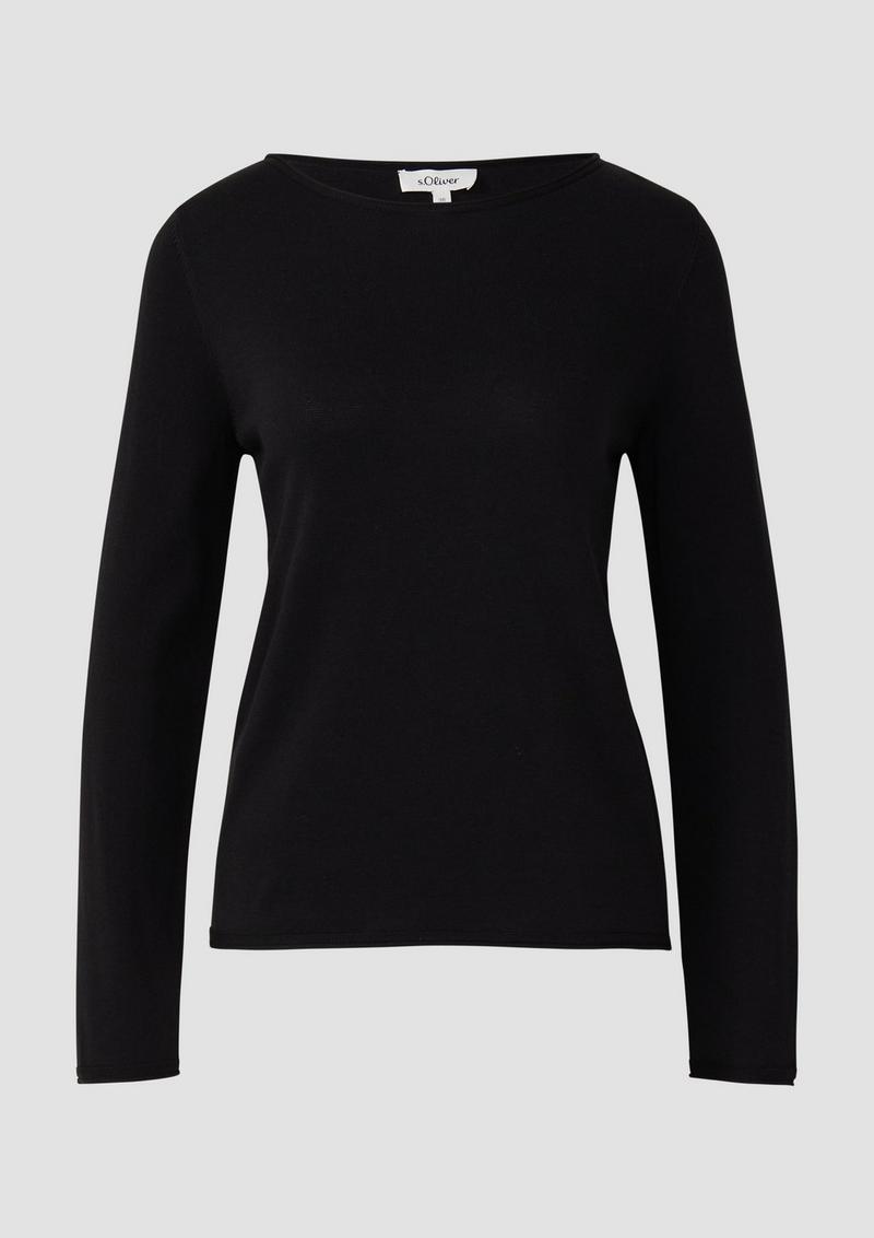 s.Oliver Weicher Feinstrickpullover mit Rollkanten - schwarz