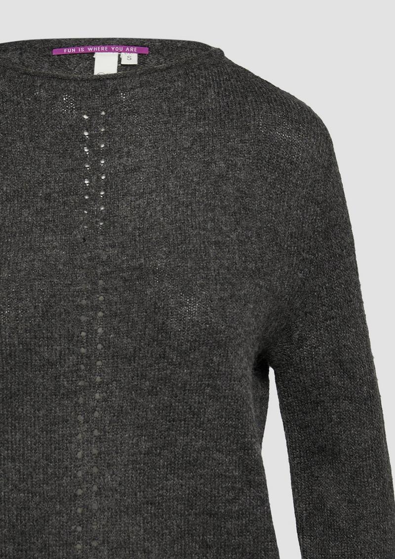 s.Oliver Weicher Strickpullover mit Ajour-Detail - schwarz