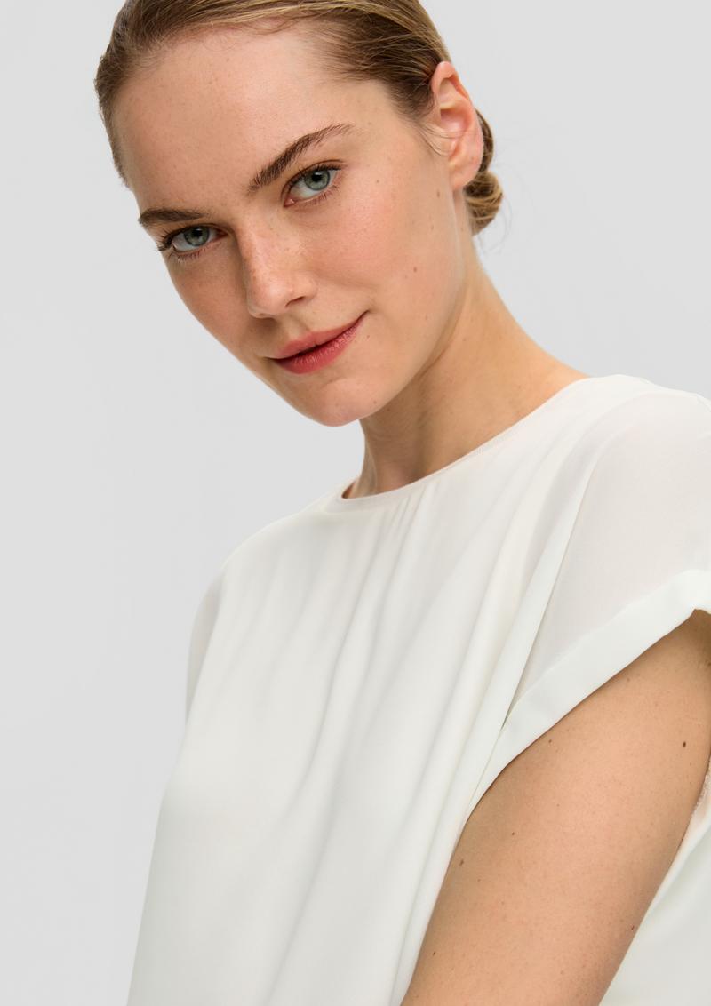 s.Oliver Bluse mit Chiffon-Layer - ecru