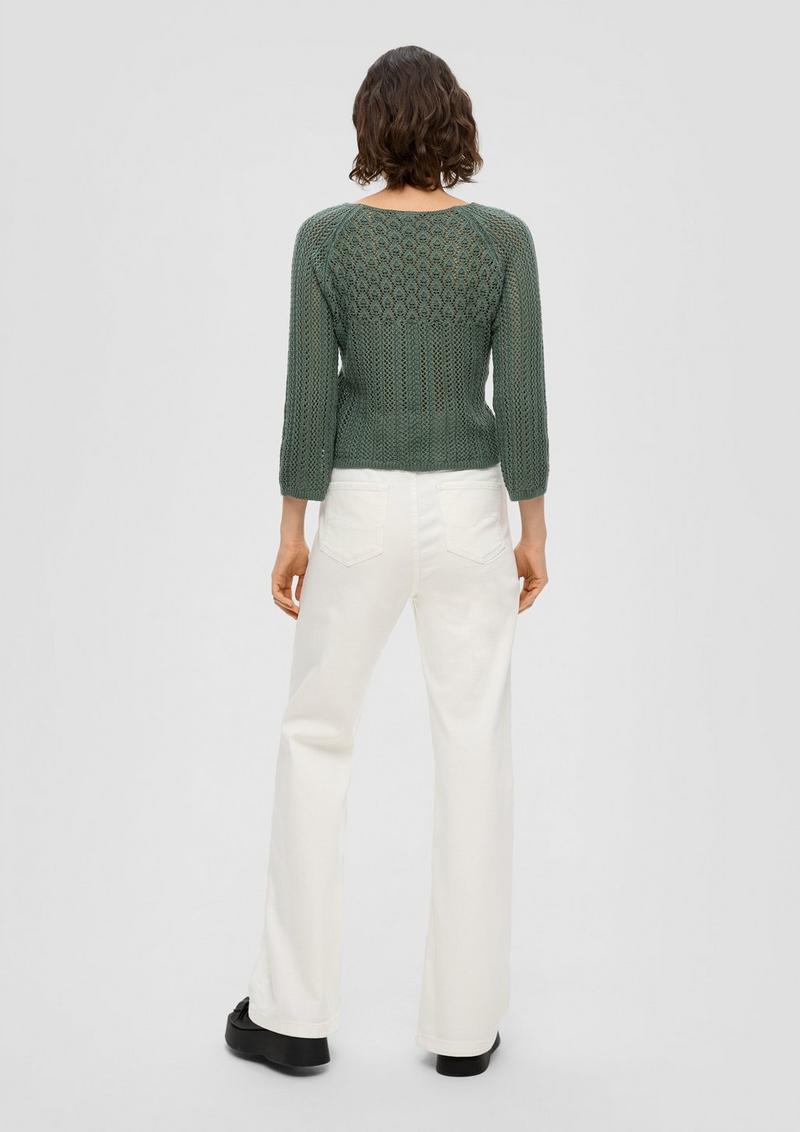 s.Oliver Pullover aus Ajourstrick - tannengrün