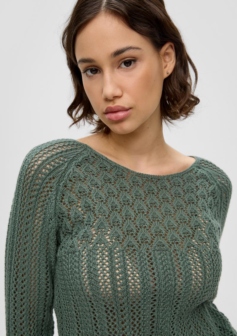 s.Oliver Pullover aus Ajourstrick - tannengrün