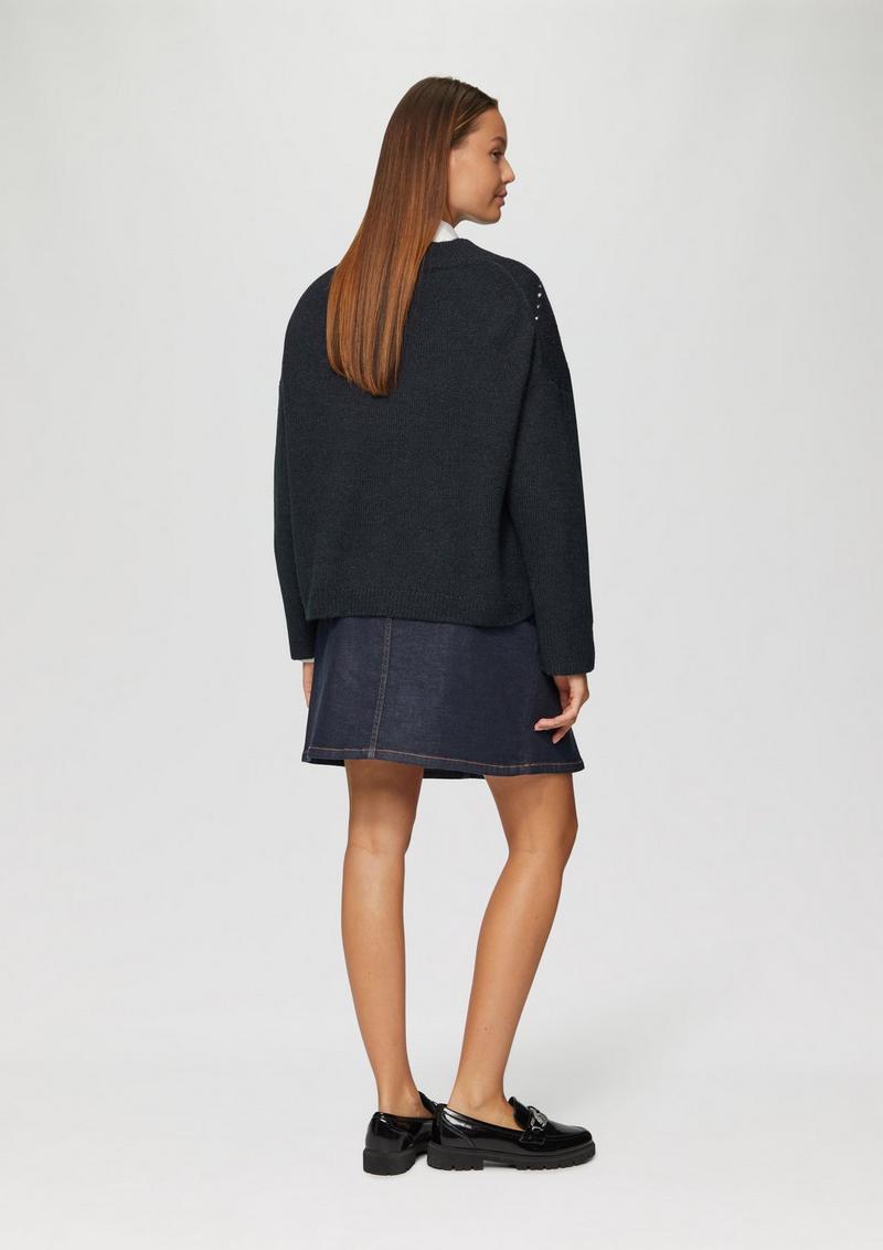 s.Oliver Oversized Wollmix-Strickpullover mit Argyle-Muster - guacamole