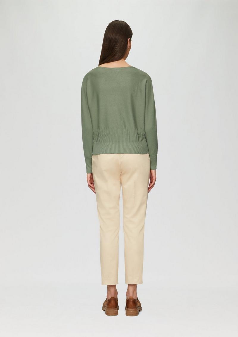 s.Oliver Strickpullover mit Strukturmuster am Saum - salbeigrün