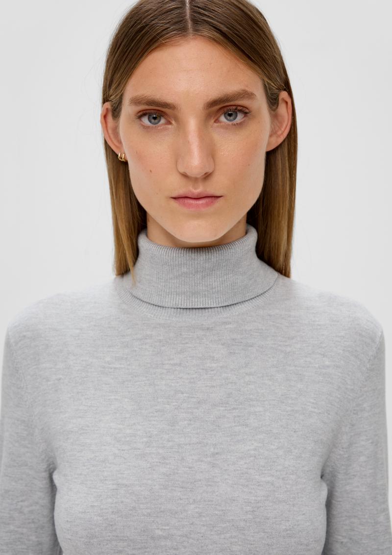 s.Oliver Rollkragenpullover aus Viskosemix - taubengrau