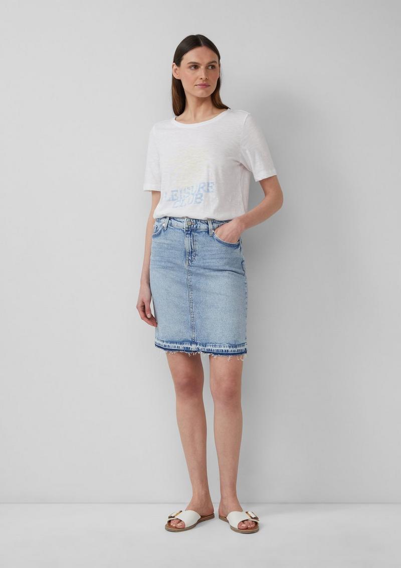 s.Oliver Kurzer Jeansrock mit offenem Saum - hellblau
