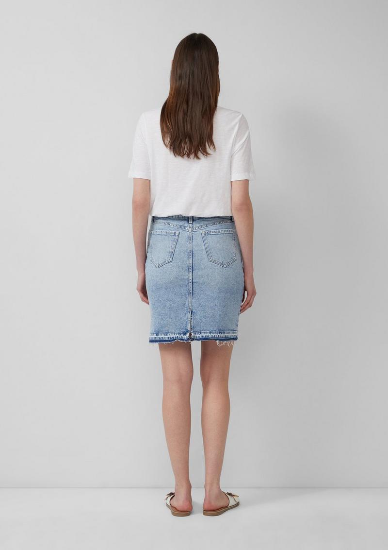 s.Oliver Kurzer Jeansrock mit offenem Saum - hellblau