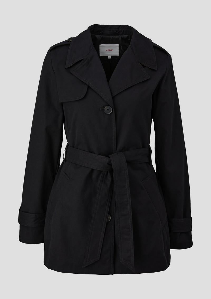 s.Oliver Wasserabweisender Trenchcoat mit Twillfutter - schwarz