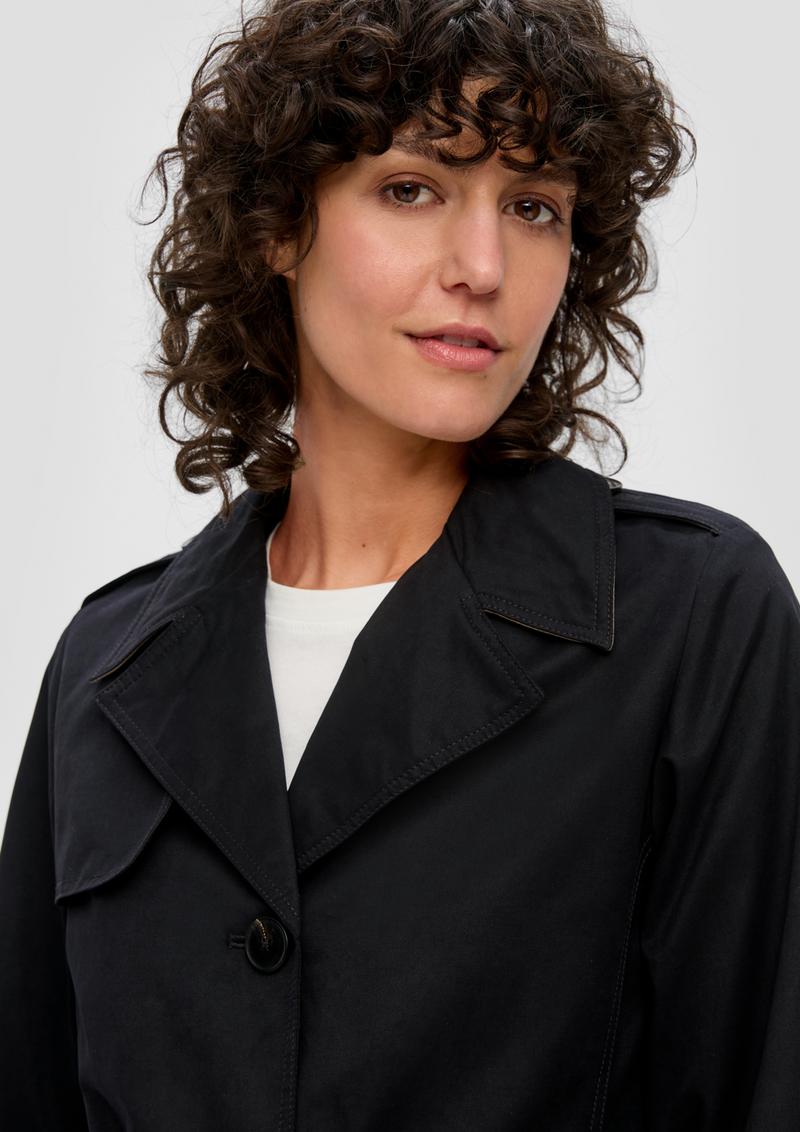 s.Oliver Wasserabweisender Trenchcoat mit Twillfutter - schwarz