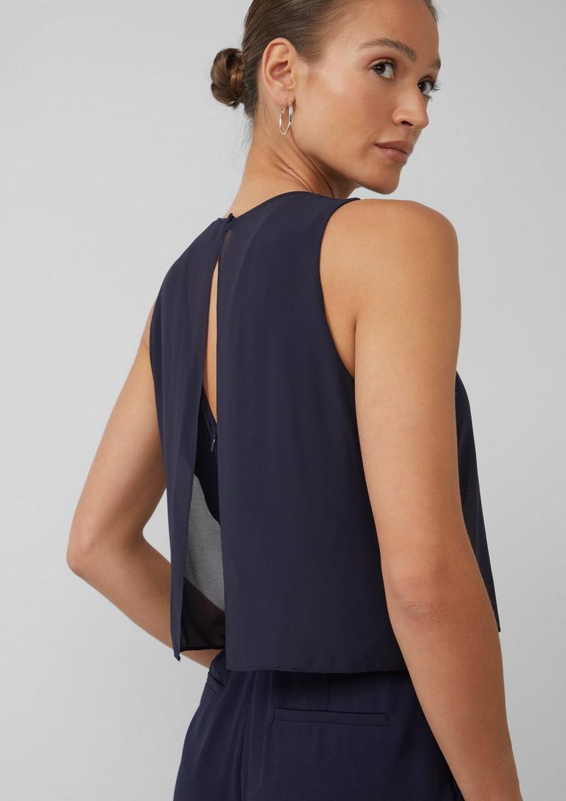 s.Oliver Ärmelloser Jumpsuit mit Chiffon-Layer - navy