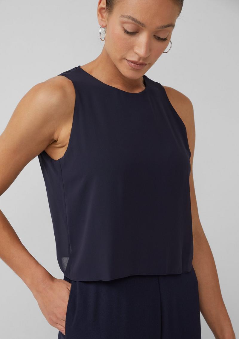 s.Oliver Ärmelloser Jumpsuit mit Chiffon-Layer - navy