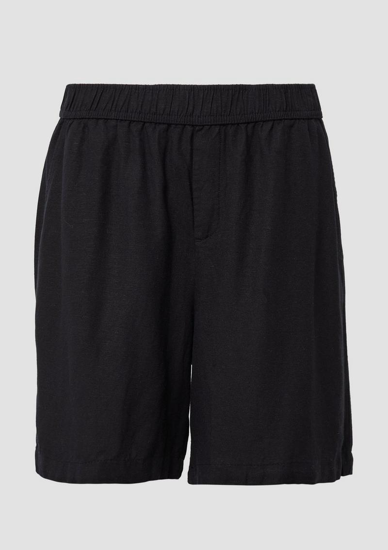 s.Oliver Leinenmix-Shorts mit Elastikbund - schwarz