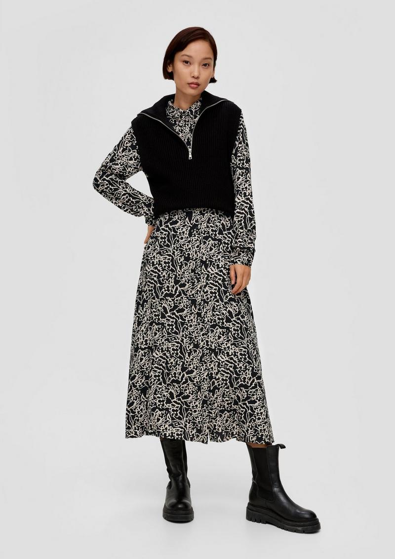 s.Oliver Midikleid aus Viskose - schwarz