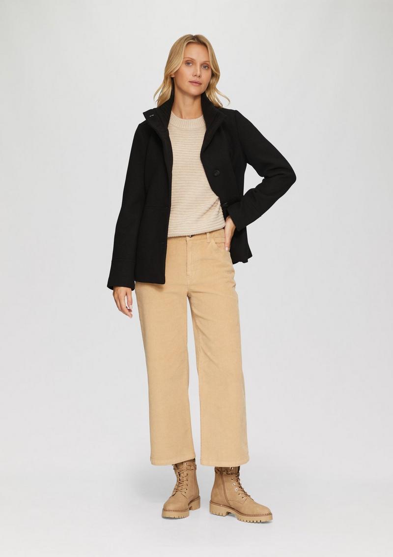 s.Oliver Twilljacke mit Strick-Stehkragen und Eingrifftaschen - schwarz