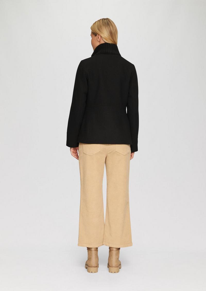 s.Oliver Twilljacke mit Strick-Stehkragen und Eingrifftaschen - schwarz