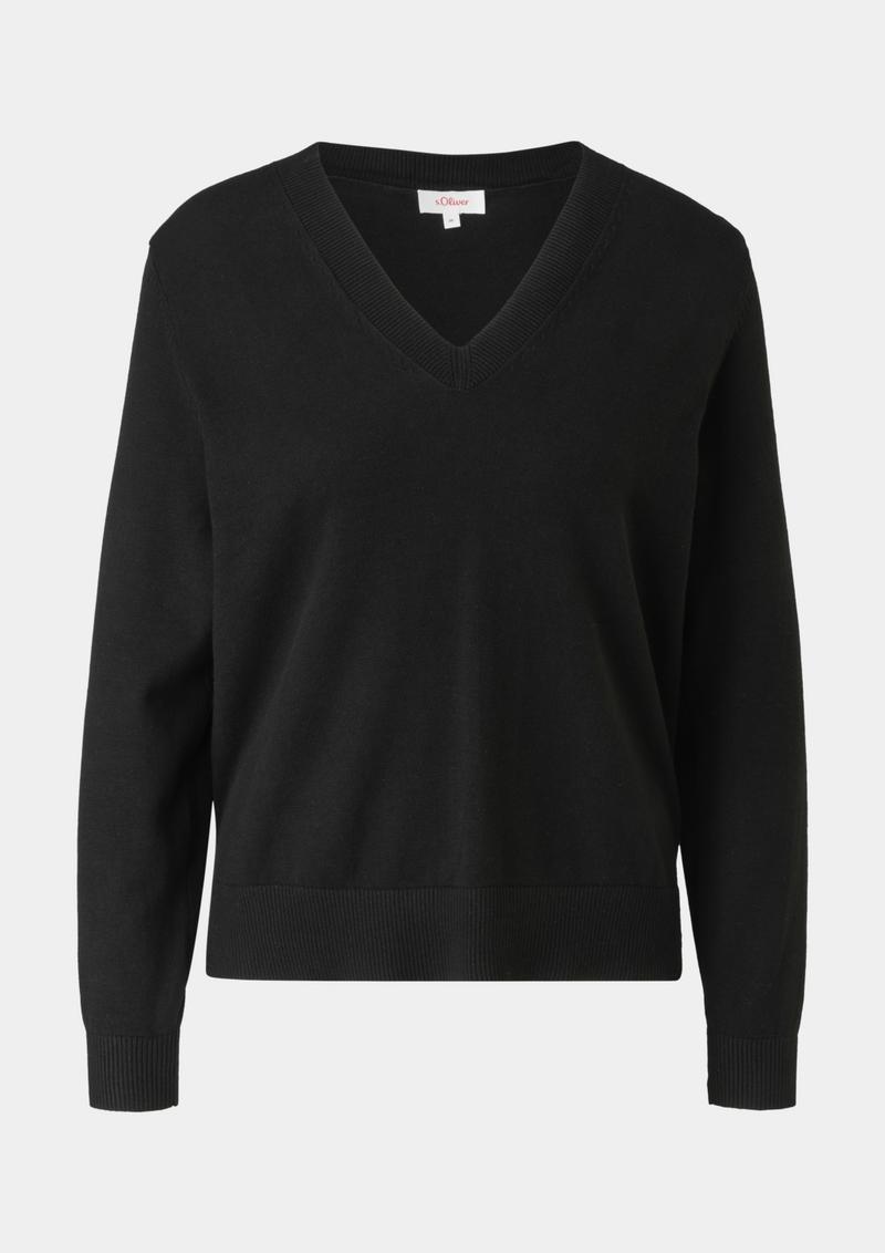 s.Oliver Feinstrickpullover aus Viskosemix - schwarz