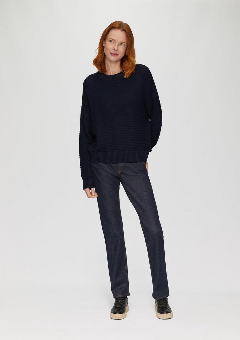 s.Oliver Oversized Strickpullover mit Strukturdetails - navy