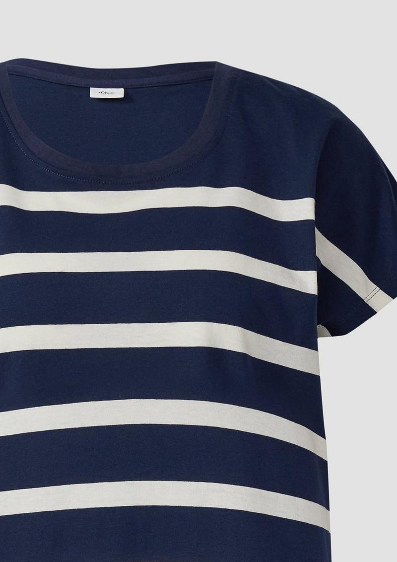 s.Oliver Gestreiftes Nachthemd aus Baumwollmix - navy