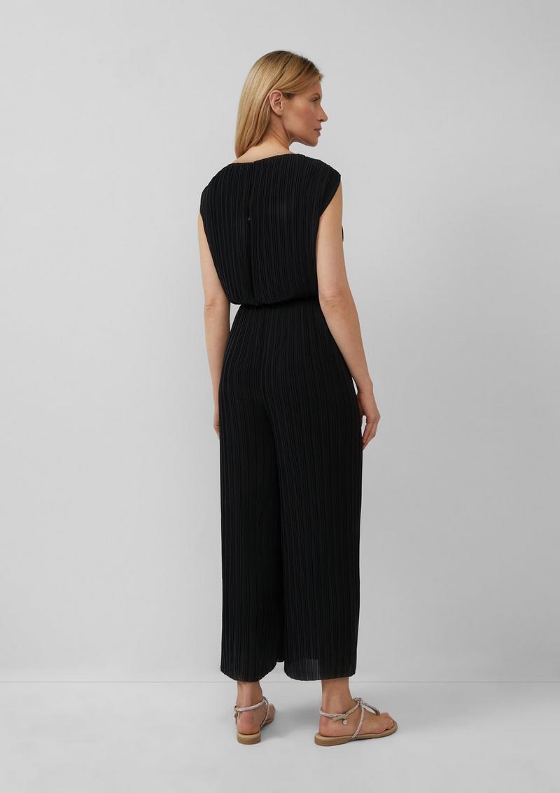 s.Oliver Plissierter Jumpsuit aus Chiffon mit Bindegürtel - schwarz