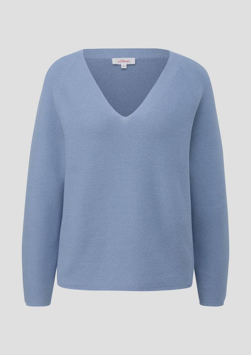 s.Oliver Strickpullover mit V-Ausschnitt - blassblau