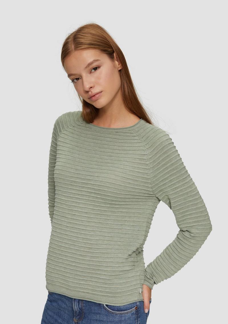 s.Oliver Pullover mit Strukturmuster aus Viskosemix - salbeigrün