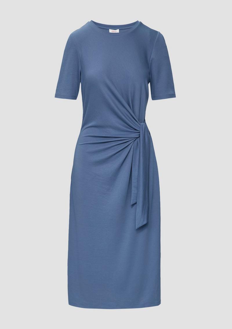 s.Oliver Midikleid aus Jersey mit Knoten-Detail - hellblau