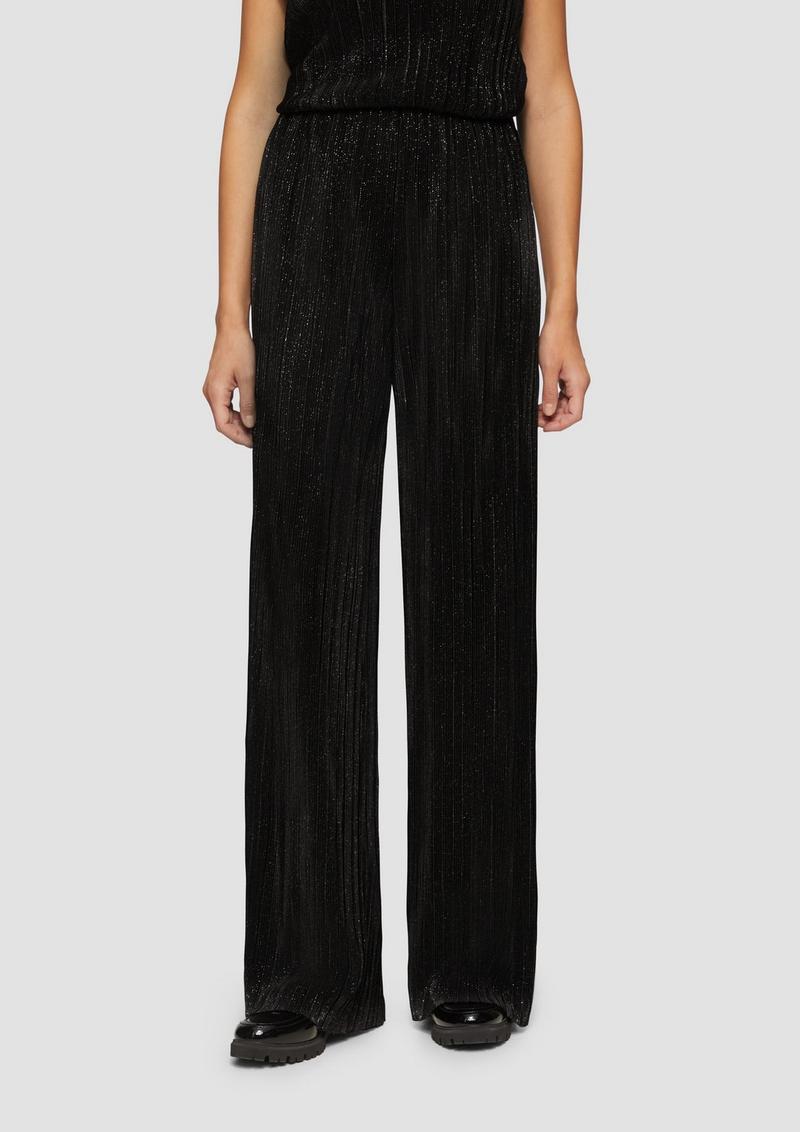 s.Oliver Plissierte Wide-Leg-Hose mit Glitzergarn - schwarz
