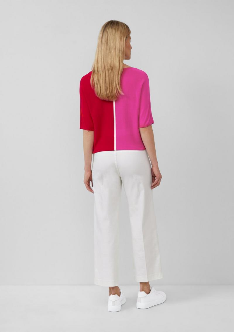 s.Oliver Feiner Strickshirt in Colour-Blocking-Optik - pink
