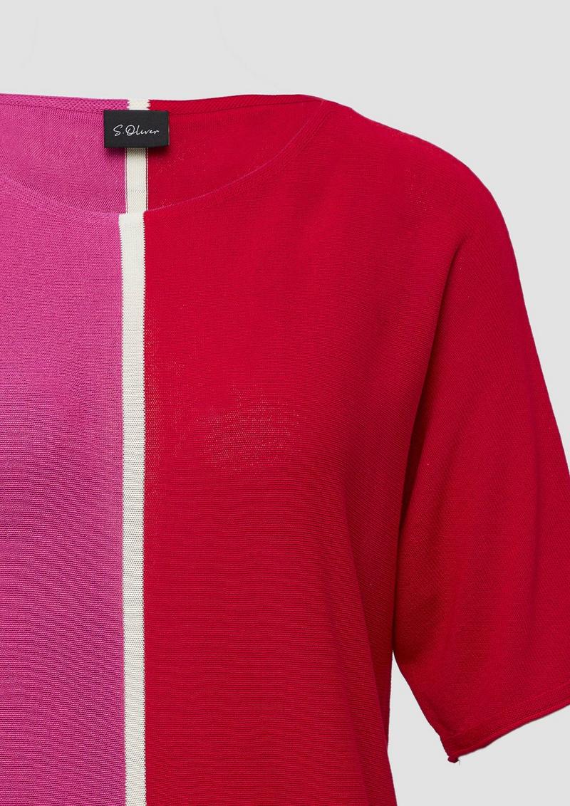 s.Oliver Feiner Strickshirt in Colour-Blocking-Optik - pink