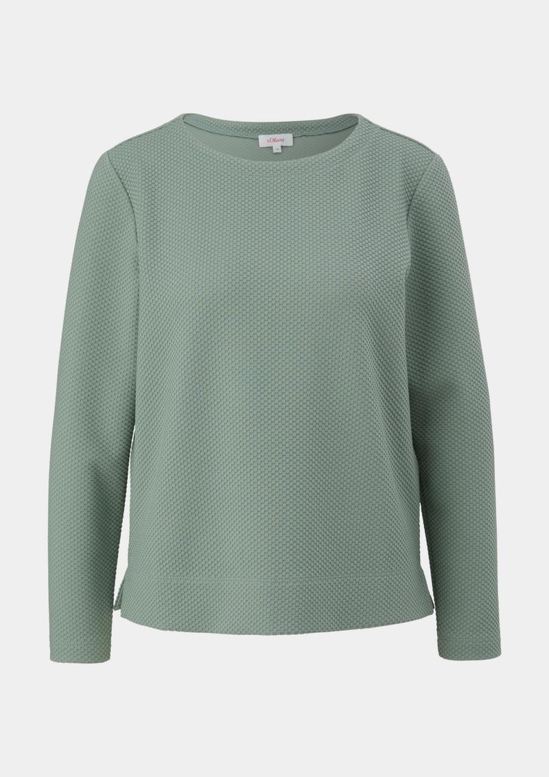 s.Oliver Jacquard-Pullover aus Viskosemix - salbeigrün