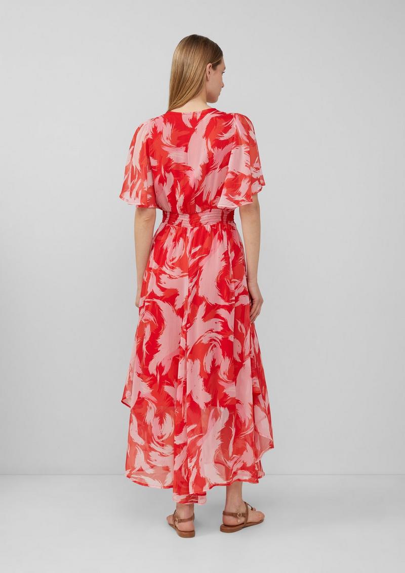 s.Oliver Maxikleid aus Chiffon mit gesmokter Taille - preiselbeere