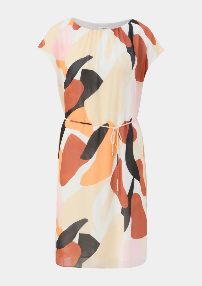 s.Oliver Chiffonkleid mit Raffung - ecru