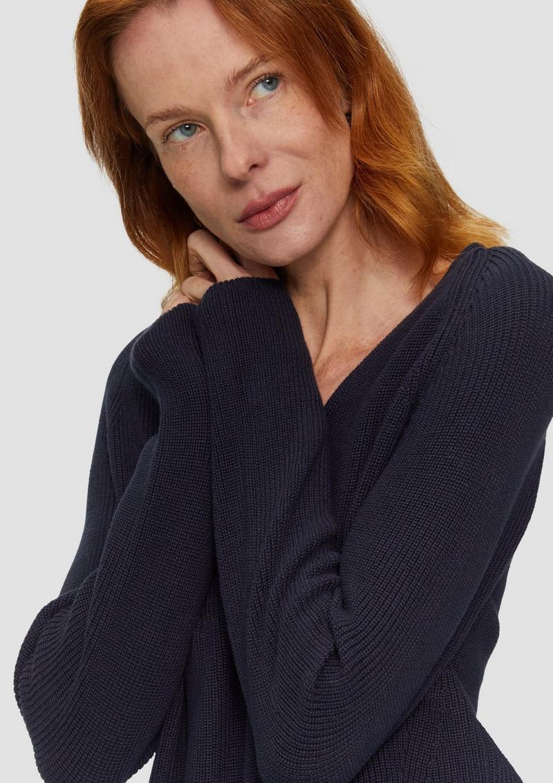 s.Oliver Strickpullover mit V-Ausschnitt und Raglan-Ärmeln - navy