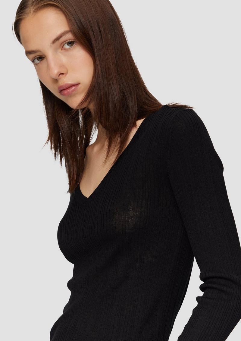 s.Oliver Gerippter Feinstrickpullover aus Viskosemix - schwarz