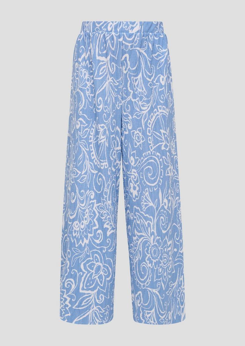 s.Oliver Plissierte Wide-Leg-Hose mit Elastikbund - himmelblau