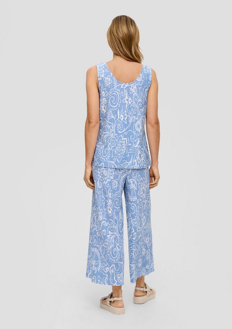 s.Oliver Plissierte Wide-Leg-Hose mit Elastikbund - himmelblau