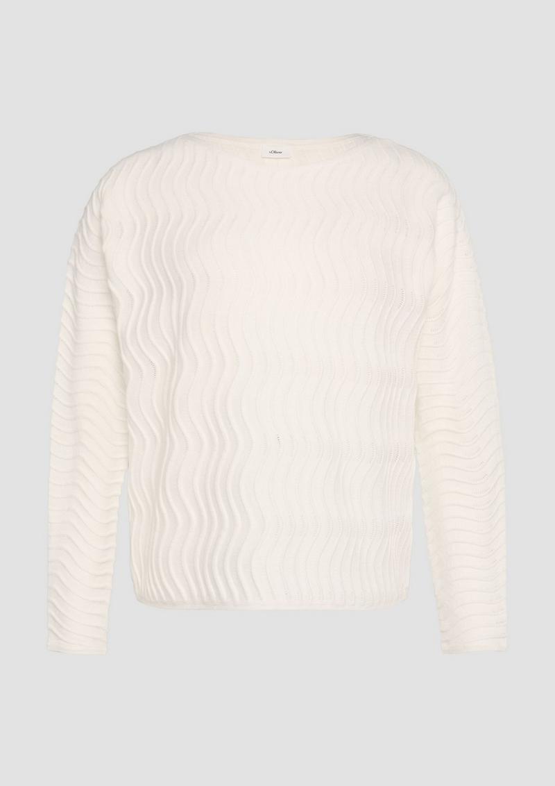 s.Oliver Feinstrickpullover mit Wellenstruktur - ecru