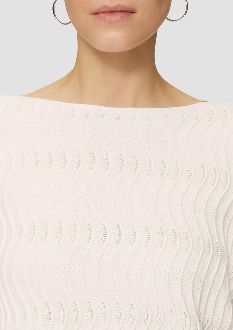 s.Oliver Feinstrickpullover mit Wellenstruktur - ecru